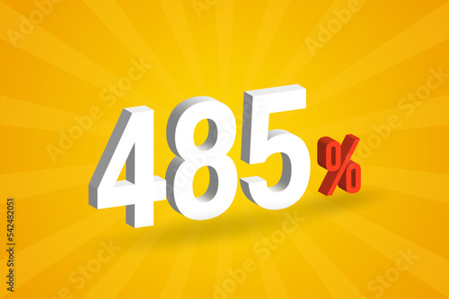 485% discount 3D text for sells and promotion.