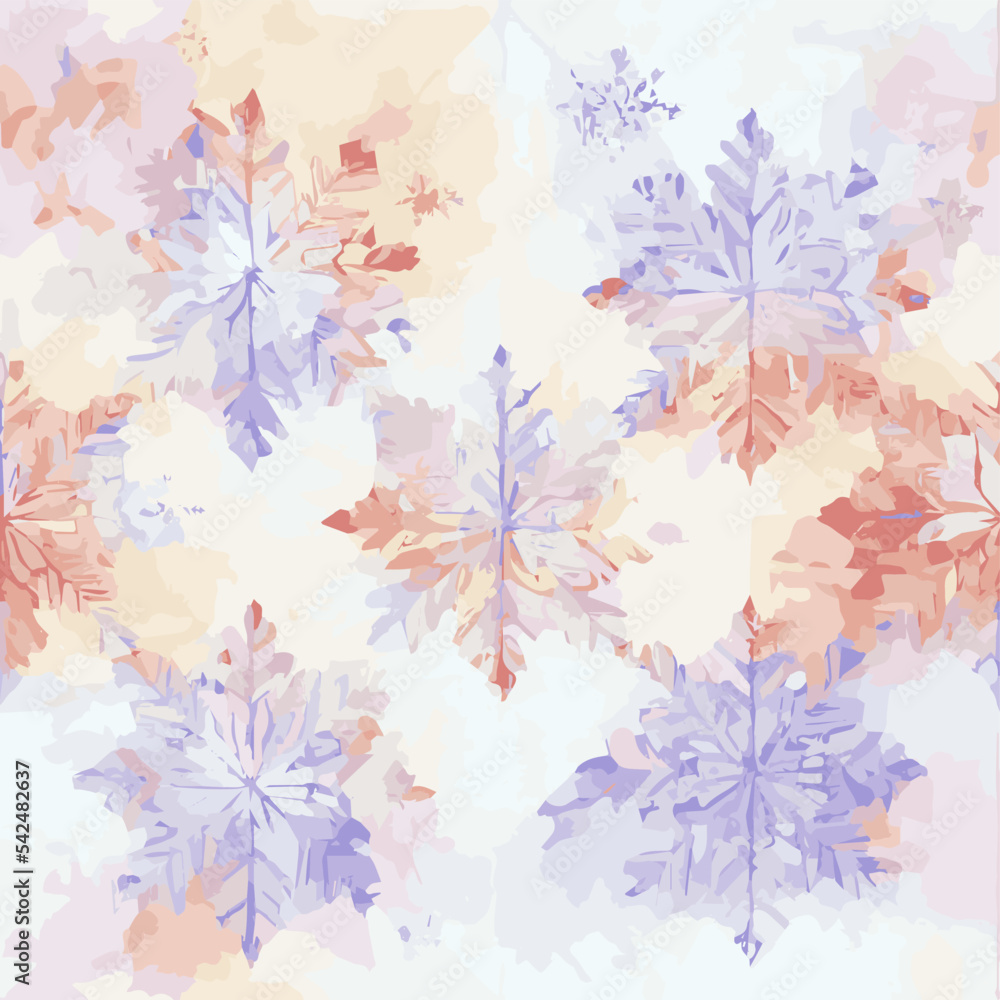 Seamless christmass decoration snowflakes, watercolor endless pattern. Winter collection