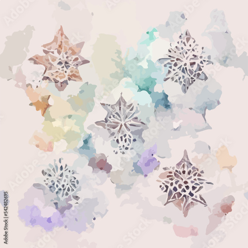 Seamless christmass decoration snowflake, aquarelle xmas endless pattern. Winter holidays