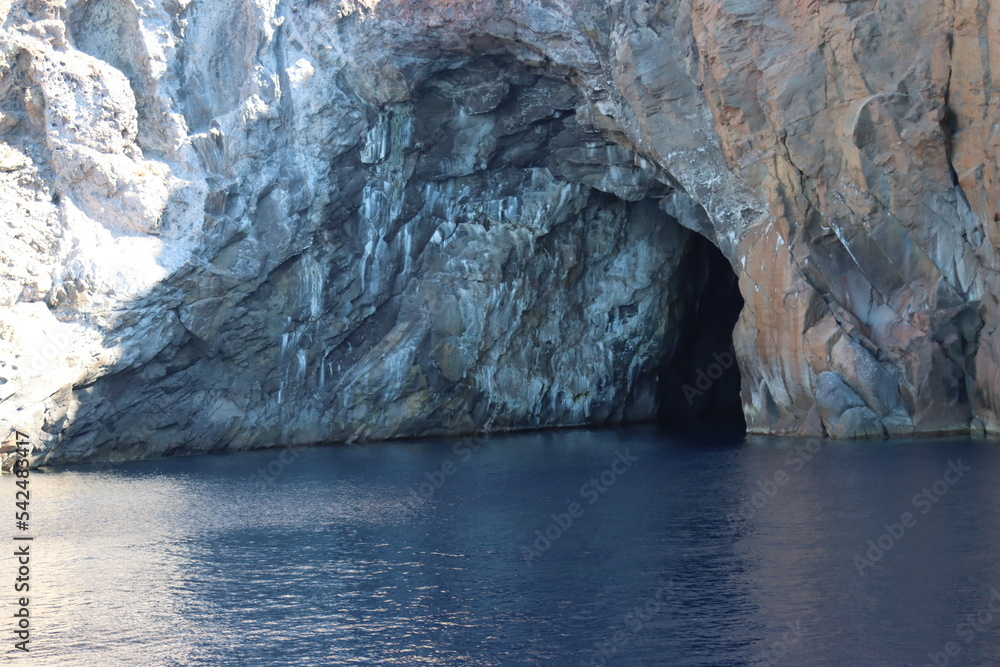 Islands of lipari horse cave Sicily Italy-