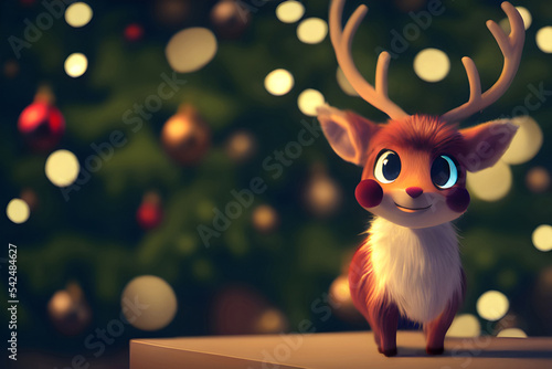 A cute reindeer dressed for christmas