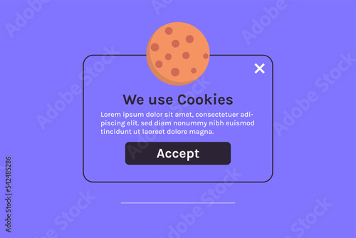Protection of personal data information cookie and internet web page we use cookies policy concept flat vector illustration.
