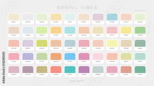 Soft Spring Palette. Fashion color trend vibes. Color palette forecast of the future shades. Vector template illustration EPS10