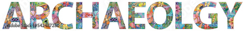 Word archaeology. Vector zentangle object for decoration