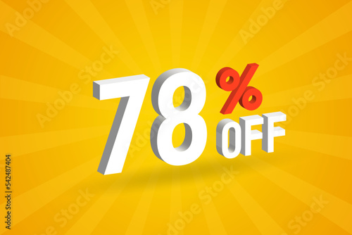 78 Percent off 3D Special promotional campaign design. 78% off 3D Discount Offer for Sale and marketing. photo