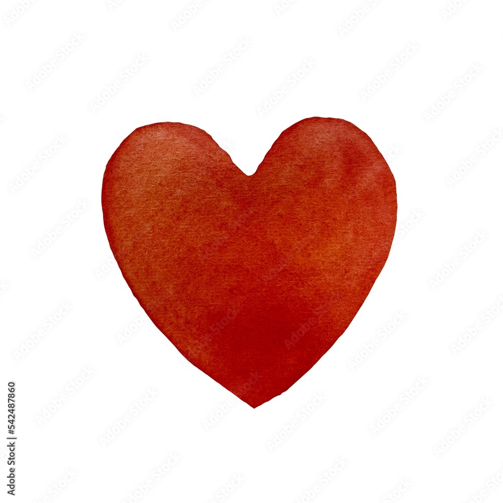 Obraz premium Heart red big a watercolor illustration isolated 