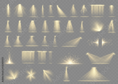 Spark spotlight yellow, light effect, glowing ray 