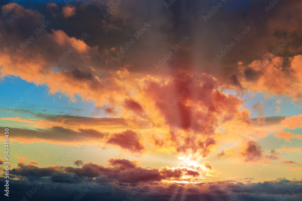 Fototapeta premium Beautiful dark sky with sun