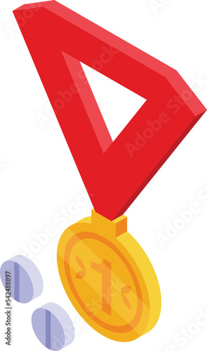 Doping gold medal icon isometric vector. Sport athlete. Woman health
