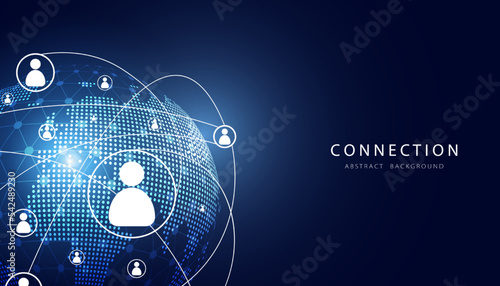 Abstract connection world Technology Communication Borderless Internet 5G Internet of Things communication between people, business, network on a modern background futuristic digital