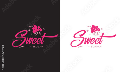 Sweet shop vector logo design.