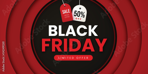 Black Friday Sale Banner in Red & Black for social media and business purpose Free Vector 