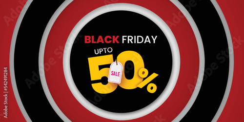 Black Friday Sale Banner in Red & Black for social media and business purpose Free Vector 