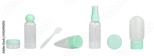 plastic tube set, drug or cosmetic branding bottle - cream, gel, skin care. Cosmetic bottle container, isolate