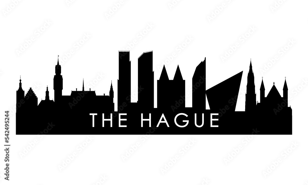 Fototapeta premium The Hague skyline silhouette. Black The Hague city design isolated on white background.