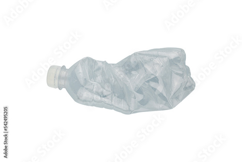 crumpled plastic bottle isolate. The concept of the use and recycling of plastic.