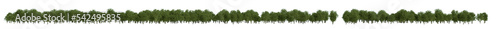 Treeline isolated on white background. Horizontal panorama from green trees. 3d realistic illustration.