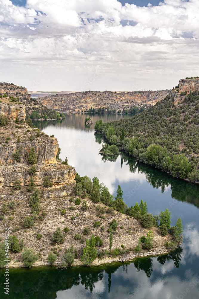 vertical view of the gorges of the Duratón river in Sepúlveda, province of Segovia. Spain