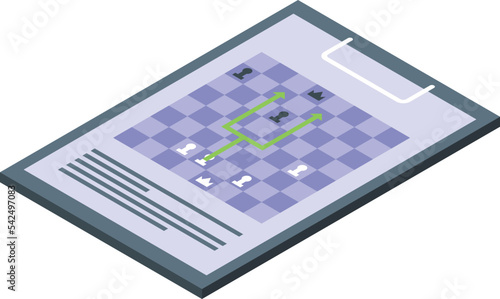 Board game icon isometric vector. Online chess. Story business