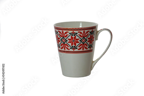 Porcelain cup. On cup depicts ukrainian pictures.