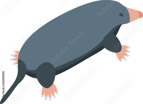 Ground mole icon isometric vector. Cute animal. Forest grass
