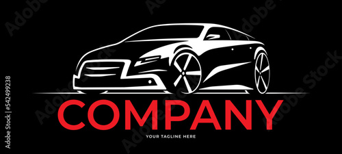 Car logo design. Silhouette of a car with place for company name  slogan. Vector background