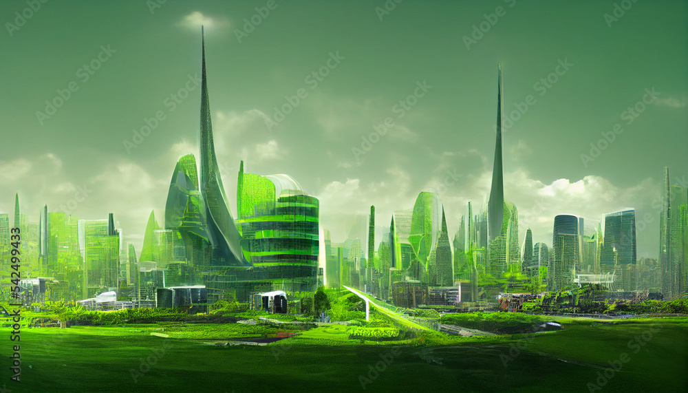 Green Eco Friendly City Of The Future Futuristic Utopia Digital Green Eco Friendly City Of The Future Futuristic Utopia Digital