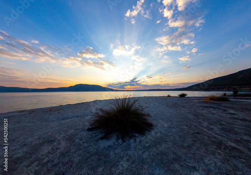 Salda Lake is a turquoise crater lake. Jezero Crater on Mars and Salda Lake in Burdur have similar geographical features and are known as Turkey's Maldives. photo