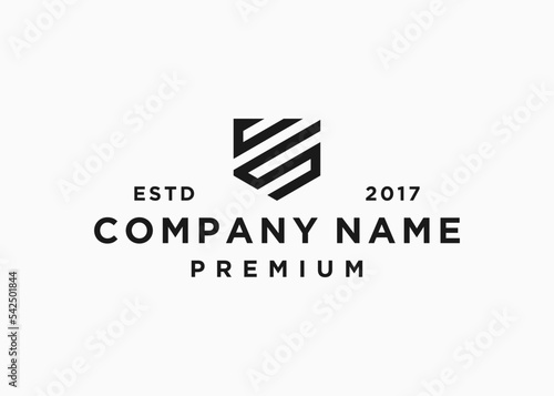 letter cs shield logo design vector illustration template