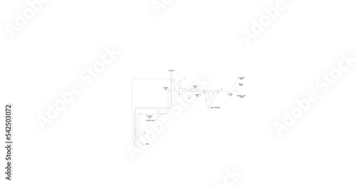 water supply and sewerage system in the house. Blueprint, isometric.