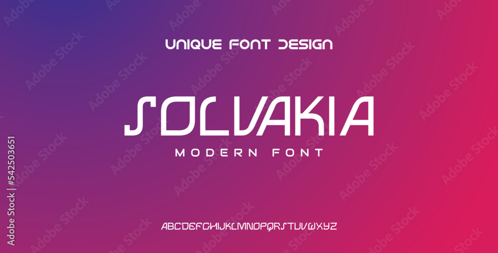 SOLVAKIA Minimal urban font. Typography digital modern alphabet font. Minimalist style line fonts set. Vector illustration SOLVAKIA Minimal urban font. Typography digital modern alphabet font. Minimalist style line fonts set. Vector illustration