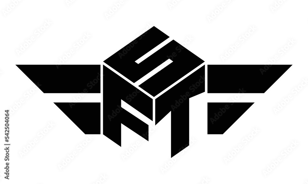 Sft Three Letter Gaming Logo In Polygon Cube Shape Logo Design Vector
