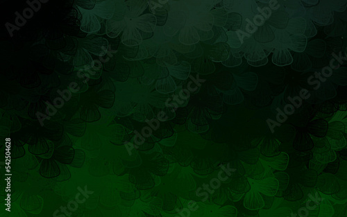 Dark Green vector elegant background with trees, branches.