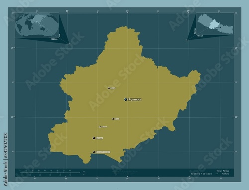 West  Nepal. Solid. Labelled points of cities