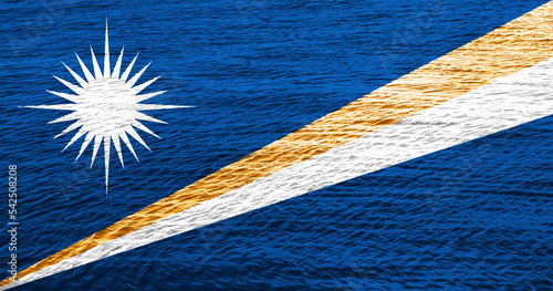 Flag of the Marshall Islands on the texture. Concept collage. photo