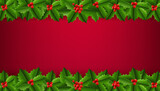 christmas background with red Holly Berry