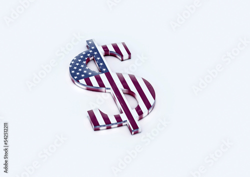 Dimensional sign of the American dollar. 3D render.