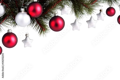 photographic christmas tree with jingle bells in white background. xmas decoration, christmas card, winter festival, holiday sale, merry christmas, rendering, illustration.