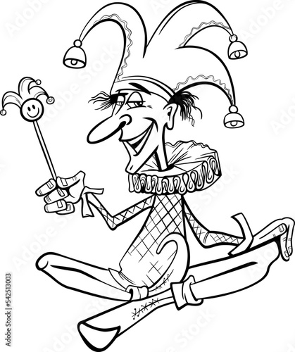 cartoon jester or clown comic character coloring page