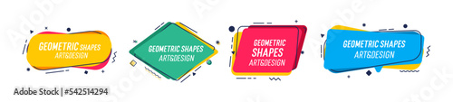 Set of modern organic shapes. Fluid vector trendy elements. Template graphics with geometric speech bubbles and banners with frames to put your own text
