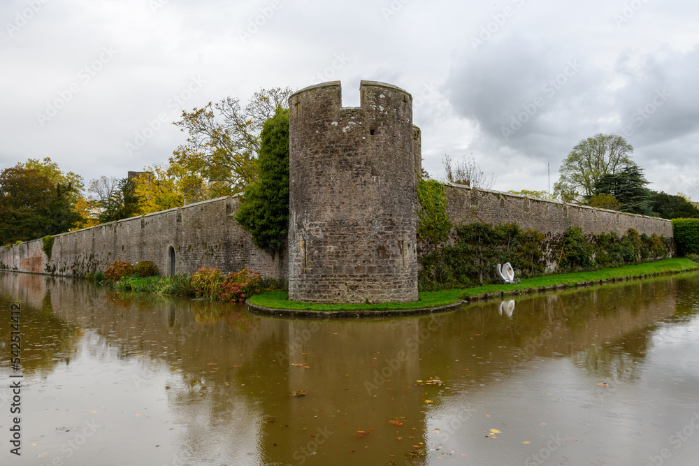 Autumn colours around the Bishops palace in Wells in Somerset 