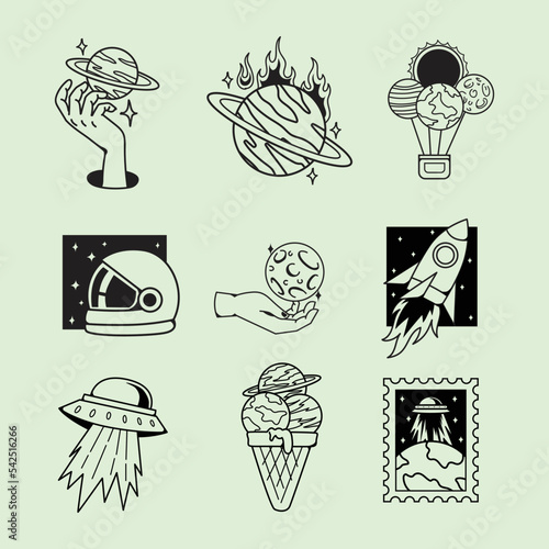 Outerspace Simple Tattoo Design