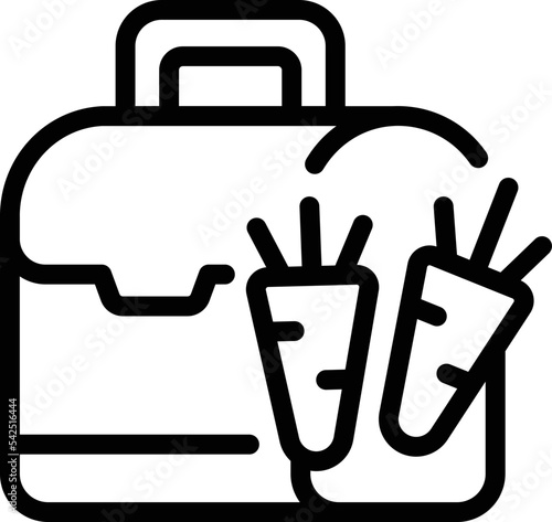 Break carrot food icon outline vector. School meal. Snack bag
