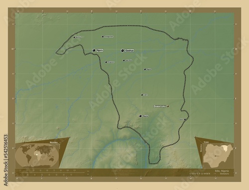 Yobe, Nigeria. Physical. Labelled points of cities photo