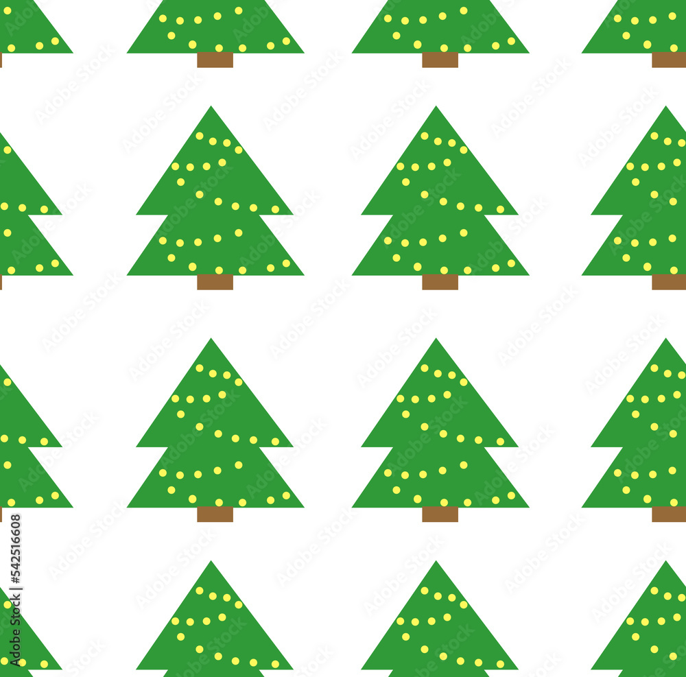 Obraz premium illustration of seamless pattern christmas tree on white background. print for printing on clothes, wrapping paper, New Year's gifts, printing on clothes and children's books, notepads, cases,