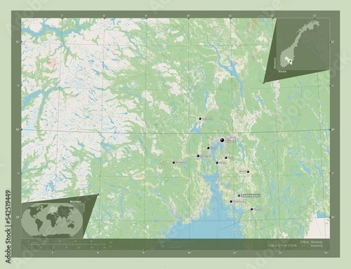Viken, Norway. OSM. Labelled points of cities photo