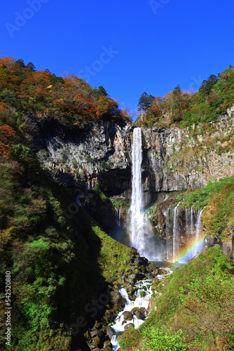 Beautiful scenery of Japan   Nikko Kegon Falls in autumn leaves season