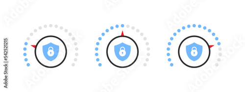 Security level scale. Threat levels gauge. Measurement scale. Vector illustration