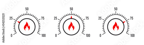Thermostat Scale. Heat scale. Temperature levels gauge. Measurement scale. Vector illustration