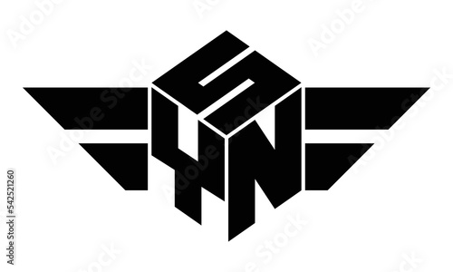 SYN three letter gaming logo in polygon cube shape logo design vector template. wordmark logo | emblem logo | monogram logo | initial letter logo | sports logo | minimalist logo | typography logo |
